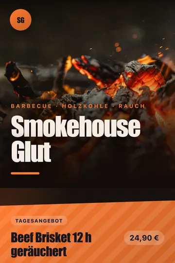 Menu in the “Glut” design for Grill & BBQ, phone view