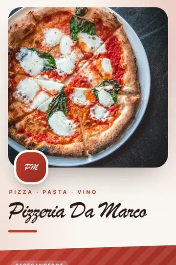 Menu in the “Margherita” design for Pizzeria, phone view